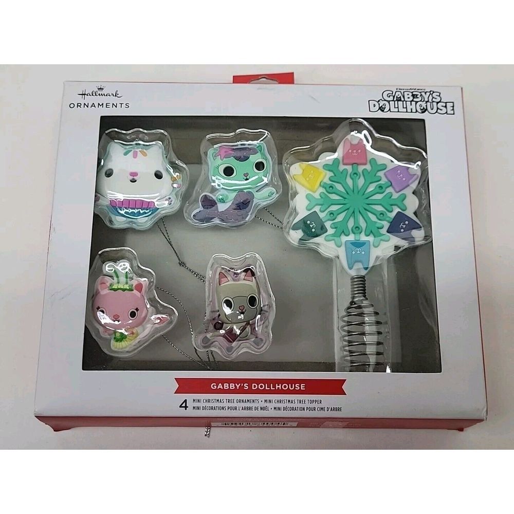 Hallmark Dreamworks Gabby's Dollhouse Mini Christmas Tree Topper Ornaments Read